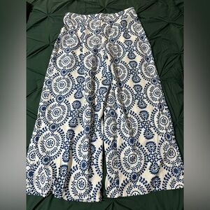 SHEIN Navy and White Floral wide leg pants